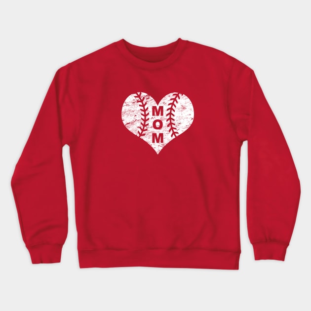 Baseball Mom Heart LOVE BASEBALL Vintage Distressed Crewneck Sweatshirt by TeeCreations